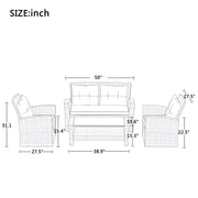 Set Of 4 Piece All Weather Wicker Patio Furniture