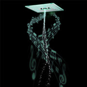 Flushed Mounted Brushed Nickel 16'' x 16'' Shower Head: Featuring 64 LED Lights, Music, Rainfall, Waterfall, Mist, 360 Degrees Rotation, and Hydro Jet Technology