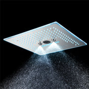 Flushed Mounted Brushed Nickel 16'' x 16'' Shower Head: Featuring 64 LED Lights, Music, Rainfall, Waterfall, Mist, 360 Degrees Rotation, and Hydro Jet Technology