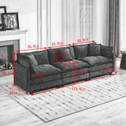 Cloud 3 Seats Sofa (Ottoman is not included) Chenille Fabric in Green