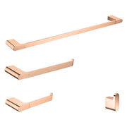 Luxurious 4-Piece Brass Rose Gold Bathroom Hardware Set: Towel Bar, Towel Ring, Toilet Paper Holder, Robe Hook, and Tower Holder - Wall Mounted