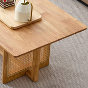 Natural Rubber Wood and Solid Wood Minimalist Coffee Table