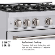 ZLINE 30" Select Gas Range Convection Gas Oven Stainless Steel HGR30