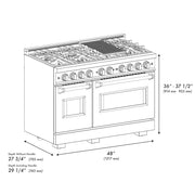 ZLINE 48"Classic Gas Range, Convection Gas Oven, DuraSnow® Stainless Steel, Matte Black CGRSZ-48-MB