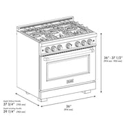 ZLINE 36" Select Gas Range Convection Gas Oven Stainless Steel Brass Burners HGR-BR-36