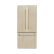 ZLINE 36" Panel Ready Built-In Bottom Freezer Refrigerator,Water Dispenser, Ice Maker,Graphite Gray, Champagne Bronze GRBIVZ-36-CB