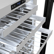 ZLINE 24" Touchstone Dual Zone 44 Bottle Wine Cooler White Matte Glass Door Matte Black Handle RWDOZ-WM-24-MB