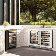 ZLINE 24" Touchstone 151 Can Beverage Fridge White Matte Glass Door Champagne Bronze Handle RBSOZ-WM-24-CB