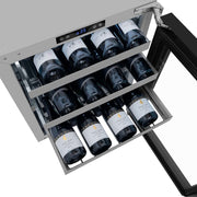 ZLINE 24" Touchstone Dual Zone 44 Bottle Wine Cooler Black Matte Glass Door RWDO-BLM-24