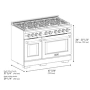 ZLINE 48 in.Gas Range, Convection Gas Oven, Black Stainless Steel, SGRB-48