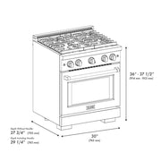 ZLINE 30 in.Gas Range, Convection Gas Oven, Black Stainless Steel, SGRB-30