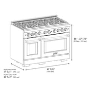 ZLINE 48"Gas Range, Convection Oven Stainless Steel, Gold, SGRZ-48-G