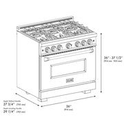 ZLINE 36"Classic Gas Range, Convection Gas Oven, DuraSnow® Stainless Steel, Matte Black CGRSZ-36-MB