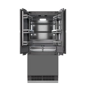 ZLINE 36" Panel Ready Built-In Bottom Freezer Refrigerator,Water Dispenser, Ice Maker,Graphite Gray, Champagne Bronze GRBIVZ-36-CB