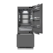 ZLINE 30" Panel Ready Built-In Bottom Freezer Refrigerator,Water Dispenser, Ice Maker,Graphite Gray, Gold GRBIVZ-30-G
