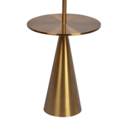 Celestial Modern Floor Lamp with Brass Accent Table and Large White Shade