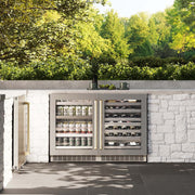 ZLINE 24" Touchstone Dual Zone 44 Bottle Wine Cooler DuraSnow® Stainless Steel Glass Door Champagne Bronze Handle RWDOZ-SN-24-CB