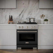ZLINE 36" Gas Range, Convection Gas Oven, Stainless Steel,Matte Black  SGR-BLM-36