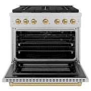 ZLINE 36 " Gas Range with Convection Oven Stainless Steel, Champagne Bronze , SGRSZ-36-CB