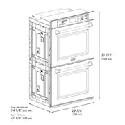 ZLINE 30"Professional True Convection Double Wall Oven, Air Fry, Self Clean, White Matte, Champagne Bronze WADZ-WM-30-CB