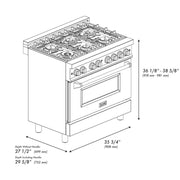 ZLINE 36" Autograph, Dual Fuel Range, Black Door, Bronze, RASZ-BLM-36-CB