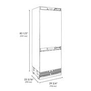 ZLINE 30" Panel Ready Built-In Bottom Freezer Refrigerator,Water Dispenser, Ice Maker,Graphite Gray, Champagne Bronze GRBIVZ-30-CB