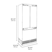 ZLINE 36" Panel Ready Built-In Bottom Freezer Refrigerator,Water Dispenser, Ice Maker,Graphite Gray, Champagne Bronze GRBIVZ-36-CB