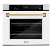 ZLINE 30" Autograph Edition Professional True Convection Single Wall Oven, Air Fry, Self Clean, White Matte, Champagne Bronze WASZ-WM-30-CB