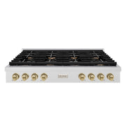 ZLINE 48" Paramount Gas Rangetop DuraSnow® Stainless Steel Champagne Bronze SRTSZ-48-CB