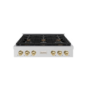 ZLINE 36" Paramount Gas Rangetop Stainless Steel Champagne Bronze SRTZ-36-CB
