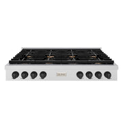ZLINE 48" Paramount Gas Rangetop DuraSnow® Stainless Steel Matte Black SRTSZ-48-MB