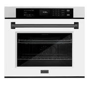 ZLINE 30"Professional True Convection Single Wall Oven, Air Fry, Self Clean, DuraSnow® White Matte, Matte Black WASSZ-WM-30-MB