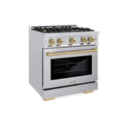 ZLINE 30" Select Dual Fuel Range Gas Cooktop Electric Convection Oven Stainless Steel Champagne Bronze HDRZ-30-CB