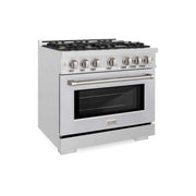 ZLINE 36" Select Dual Fuel Range Gas Cooktop Electric Convection Oven DuraSnow® Stainless Steel Brass Burners HDRS-BR-36