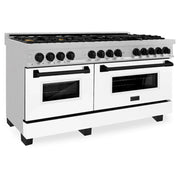 ZLINE 60"Autograph Range Dual Fuel, DuraSnow, White Door,RASZ-WM-60-MB