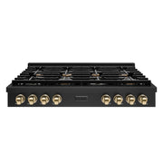 ZLINE 48" Paramount Gas Rangetop Black Stainless Steel Polished Gold SRTBZ-48-G
