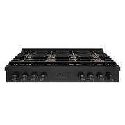 ZLINE 48" Paramount Gas Rangetop Black Stainless Steel Brass Burners SRTB-BR-48