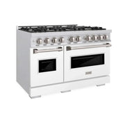 ZLINE 48"Classic Gas Range, Convection Gas Oven, Stainless Steel, White Matte Door CGR-WM-48