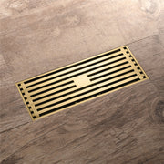 8 x3 Inch or 4 x 4 inch Shower Linear Brushed Gold Drain Rectangular Floor Drain with Accessories Square Hole Pattern Cover Grate Removable  Brushed Gold Brass