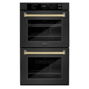 ZLINE 30"Professional True Convection Double Wall Oven, Air Fry, Self Clean Black Stainless Steel, Champagne Bronze WADBZ-30-CB