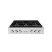 ZLINE 36" Paramount Gas Rangetop Stainless Steel Brass Burners SRT-BR-36