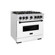 ZLINE 36" Dual Fuel Range, Gas Cooktop, Electric Convection Oven DuraSnow® Stainless Steel, Matte Black CDRSZ-36-MB