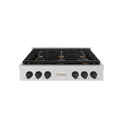 ZLINE 36" Paramount Gas Rangetop Stainless Steel Matte Black SRTZ-36-MB