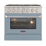 Kucht 36" Propane Range, in Stainless Steel, Light Blue Door, KNG361/LP-LB