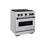 ZLINE 30" Dual Fuel Range, Gas Cooktop, Electric Convection Oven Stainless Steel, Matte Black CDRZ-30-MB