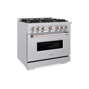 ZLINE 36" Dual Fuel Range, Gas Cooktop, Electric Convection Oven Stainless Steel, CDR-BR-36