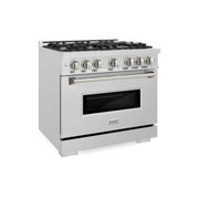 ZLINE 36" Classic Gas Range, Convection Gas Oven DuraSnow® Stainless Steel, CGRS-36