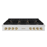 ZLINE 48" Paramount Gas Rangetop DuraSnow® Stainless Steel Polished Gold SRTSZ-48-G