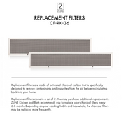 ZLINE Charcoal Filters (Set of 2) for 36" Under Cabinet Range Hoods, CF-RK-36