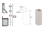 ZLINE 61" Wooden Chimney Extension, Ceilings up to 12.5', KBiTT-E
